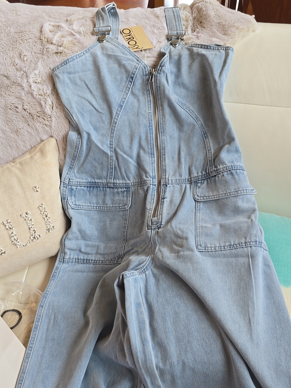 NWT Oyrosy Denim Blue Jumpsuit Size Medium - Picture 10 of 14
